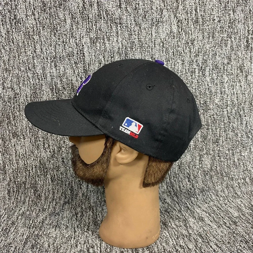 OC Sports MLB Colorado Rockies Hat Cap Youth Black Purple Strapback Adjustable